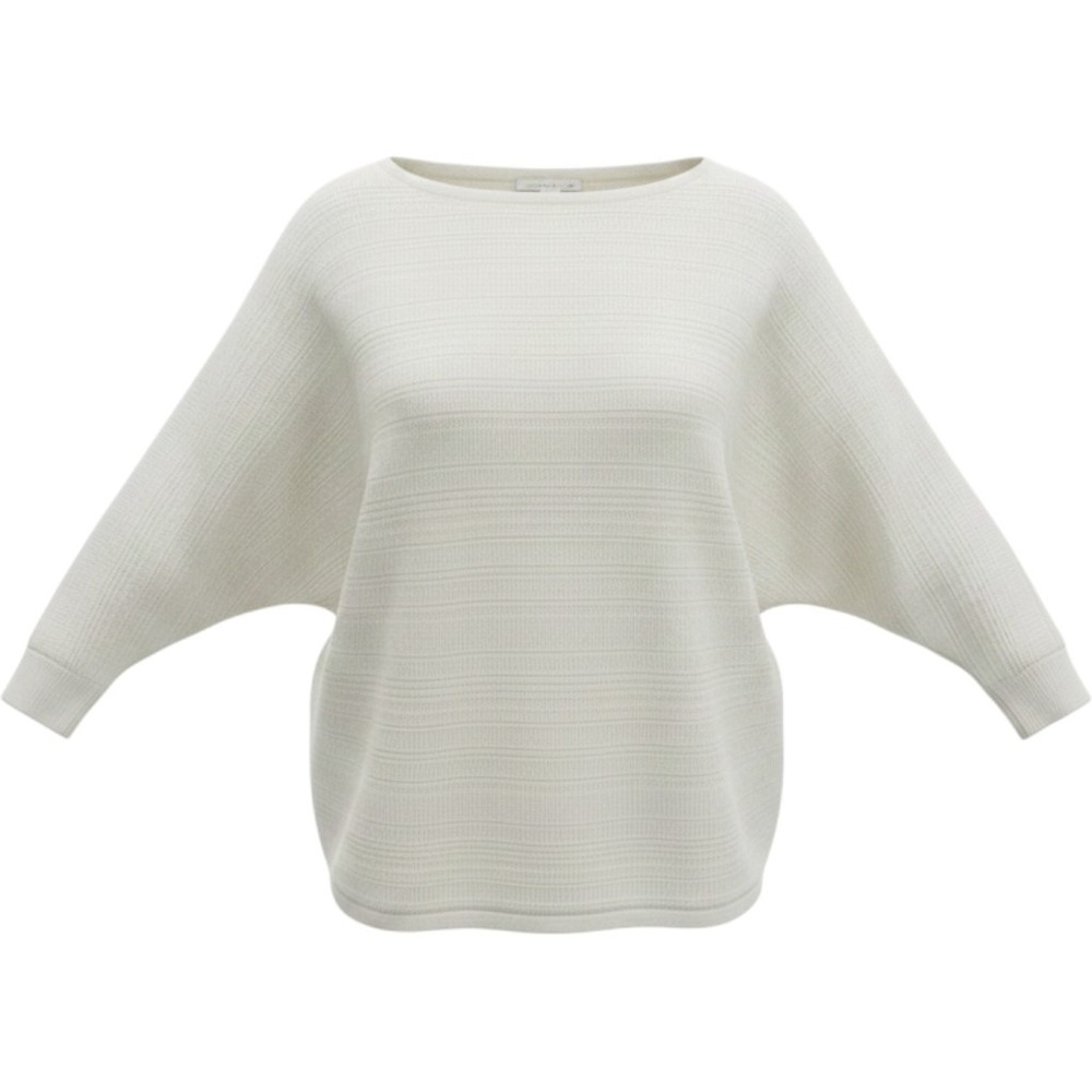 White House Black Market XS Dolman Sweater Ivory Ribbed Side Snap Boatneck